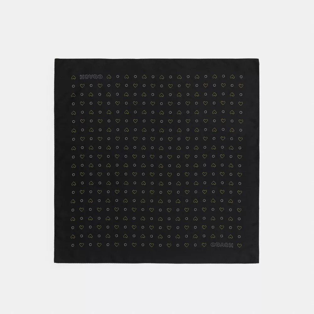 Bandana en soie à imprimé cœurs à pois