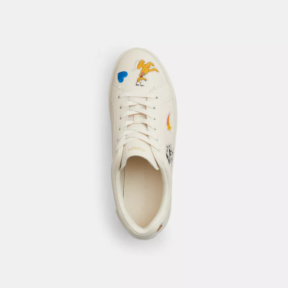 Baskets montantes Disney x Coach avec imprimé autocollant