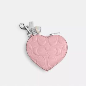 Bijoux de sac en forme de cœur en cuir Signature avec breloque en forme de cœur