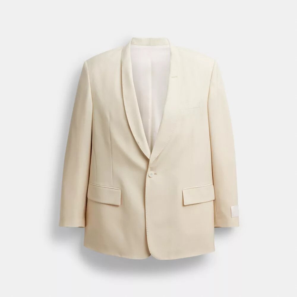 Blazer à col châle en laine teinte en fil