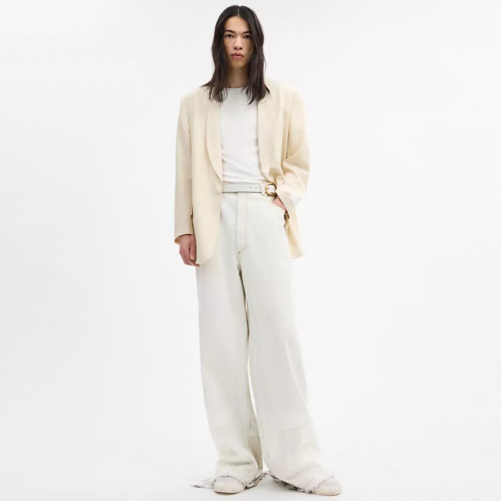 Blazer à col châle en laine teinte en fil