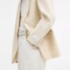 Blazer à col châle en laine teinte en fil