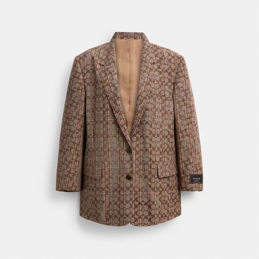 Blazer à simple boutonnage en tartan C Signature