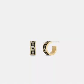 Boucles d’oreilles « Huggie » avec motif « C » répété