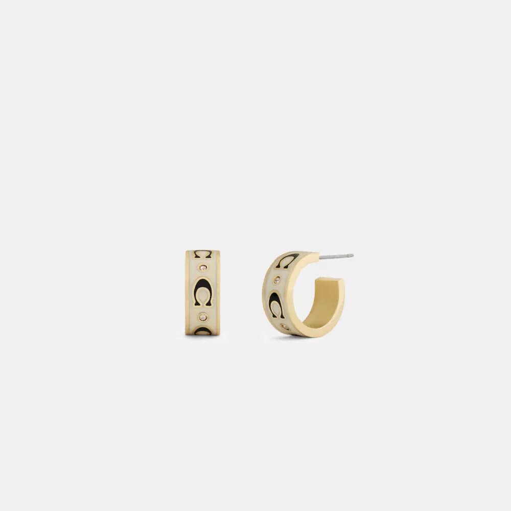 Boucles d’oreilles « Huggie » avec motif « C » répété
