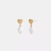 Boucles d’oreilles pendantes en forme de cœur et de perle