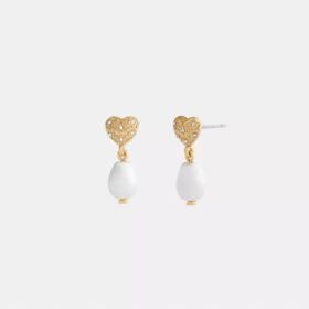 Boucles d’oreilles pendantes en forme de cœur et de perle