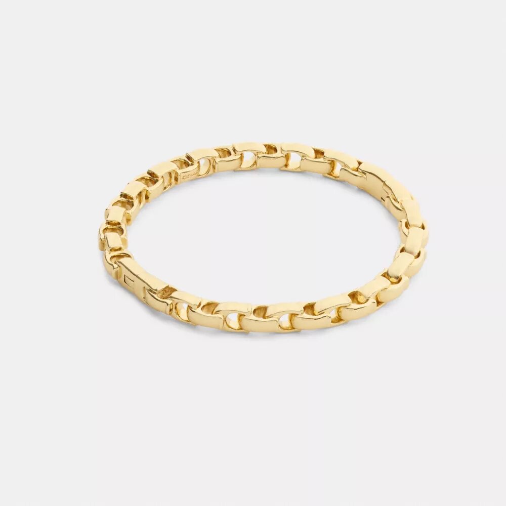 Bracelet rigide à charnière avec chaîne emblématique