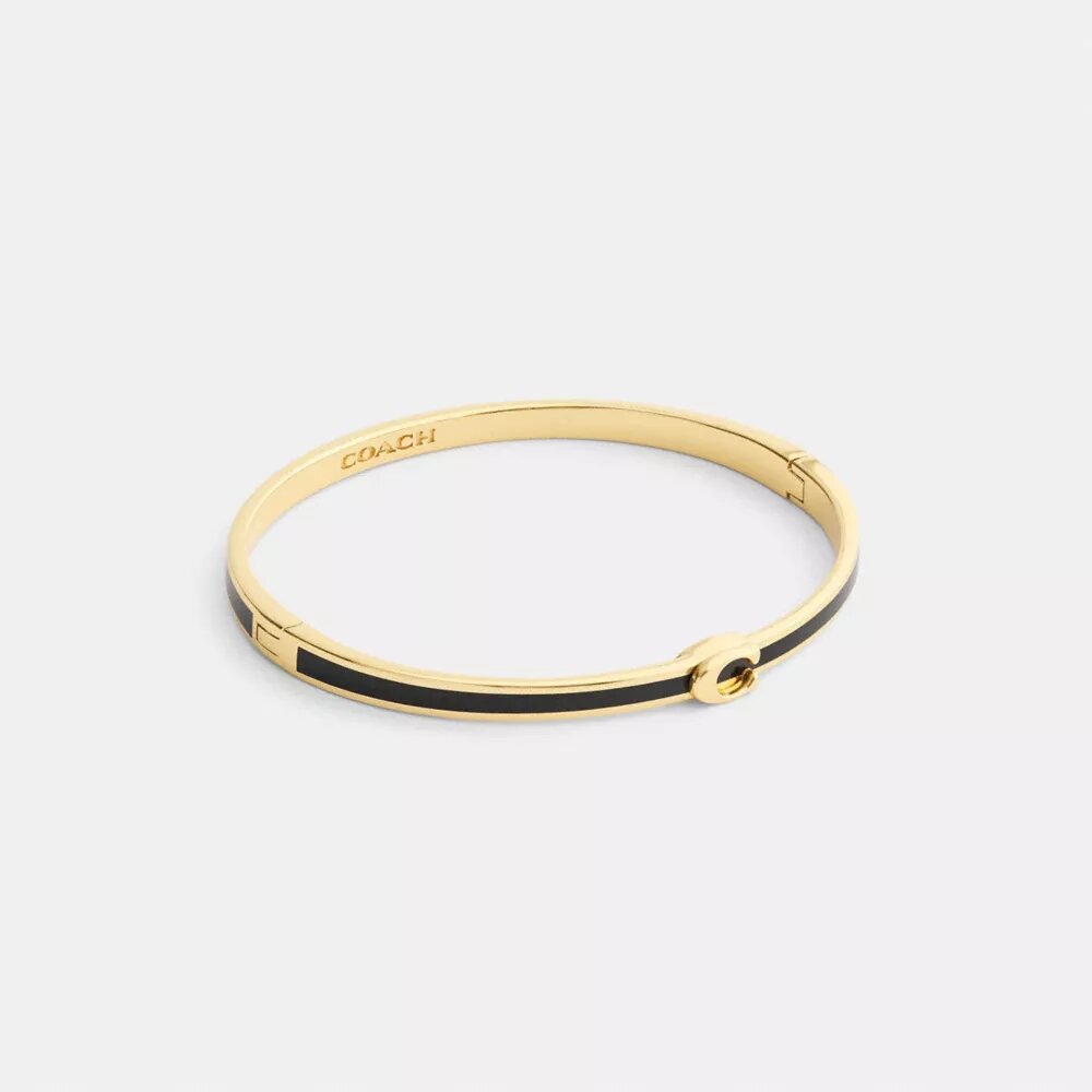 Bracelet rigide fin en émail « Signature » à fermeture à charnière