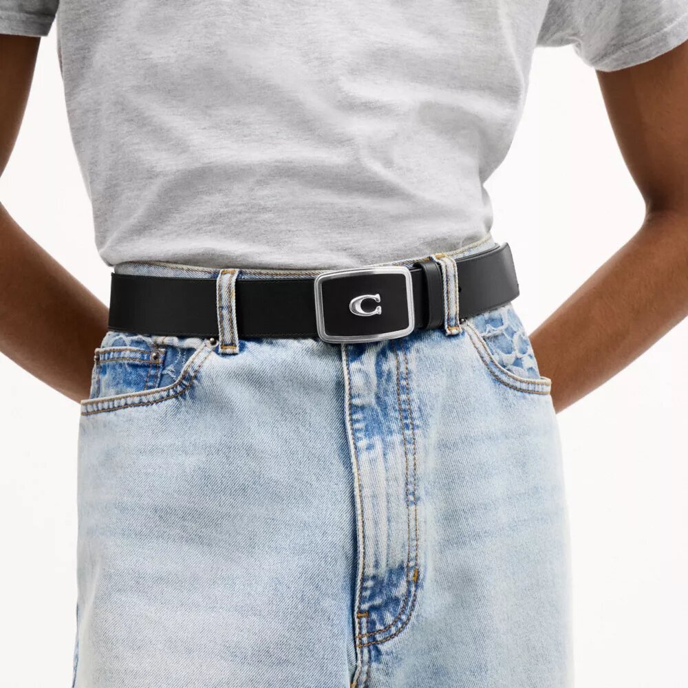 Ceinture à boucle plaque emblématique, 38 mm