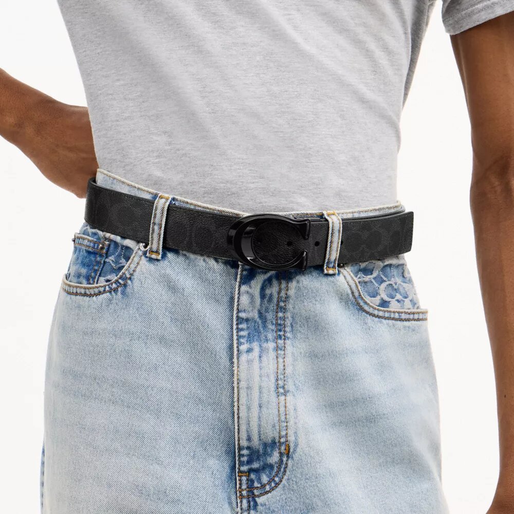 Ceinture réversible à boucle emblématique, à couper sur mesure, 38 mm