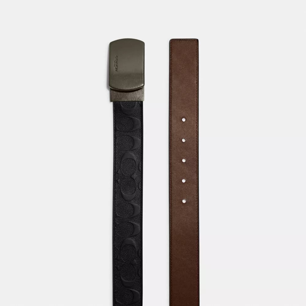 Ceinture réversible à boucle plaque, à découper sur mesure, 38 mm