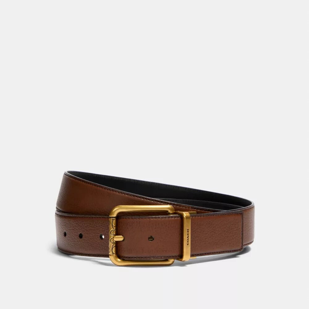 Ceinture réversible à boucle à rouleau carrée, coupée sur mesure, 38 mm