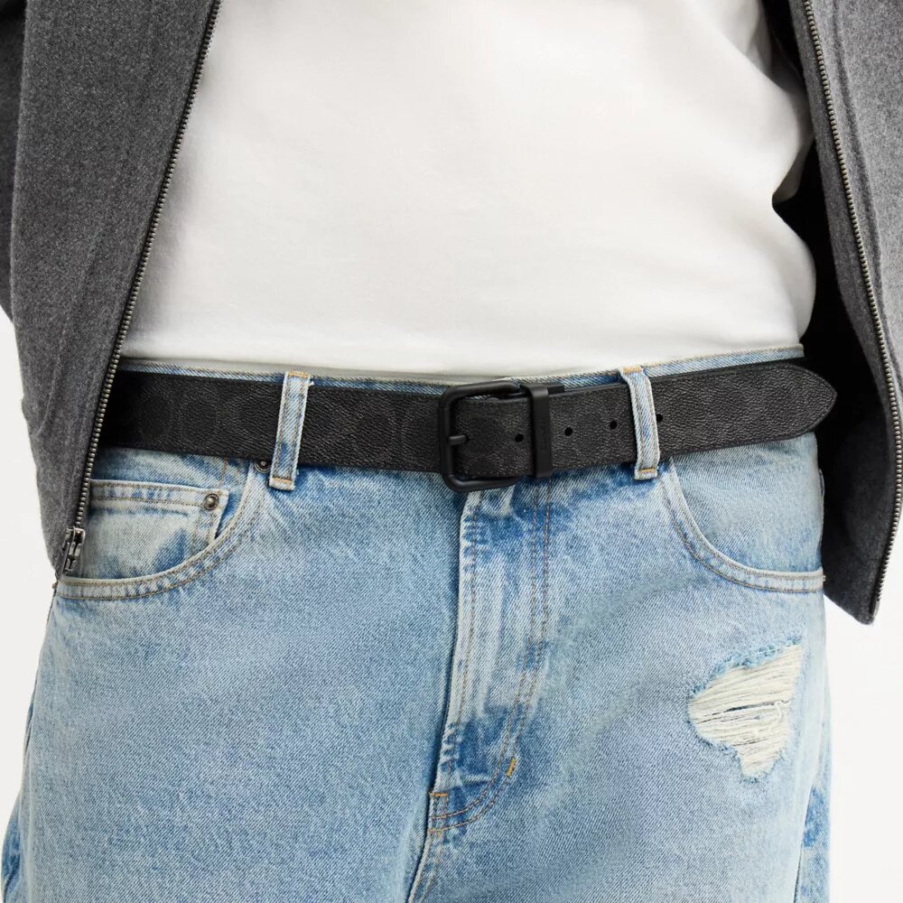 Ceinture réversible à boucle à rouleau et à couper sur mesure, 38 mm