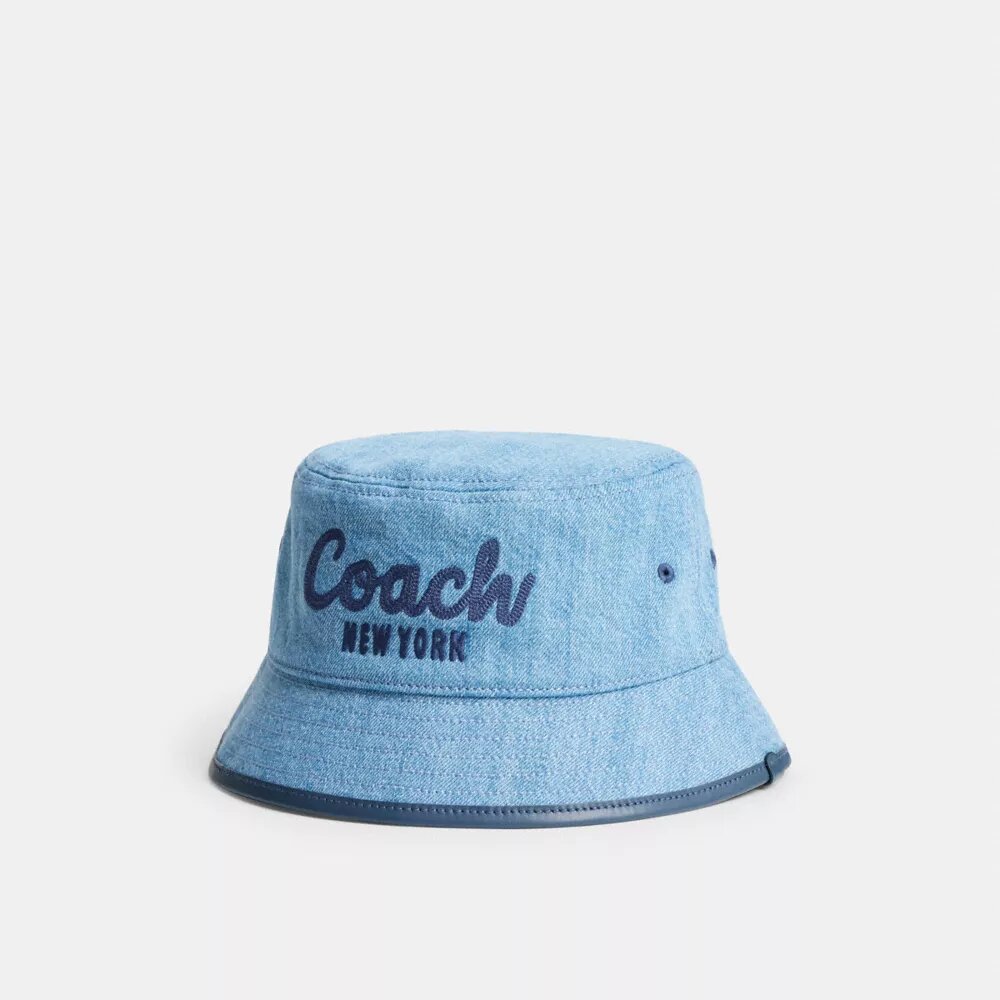 Chapeau bob en denim brodé du logo « Coach Script »
