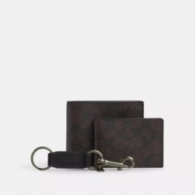 Coffret cadeau 3-en-1 avec portefeuille en Signature Canvas