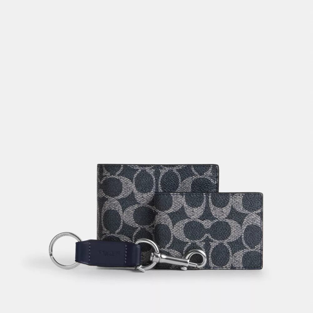 Coffret cadeau 3-en-1 avec portefeuille en Signature Canvas