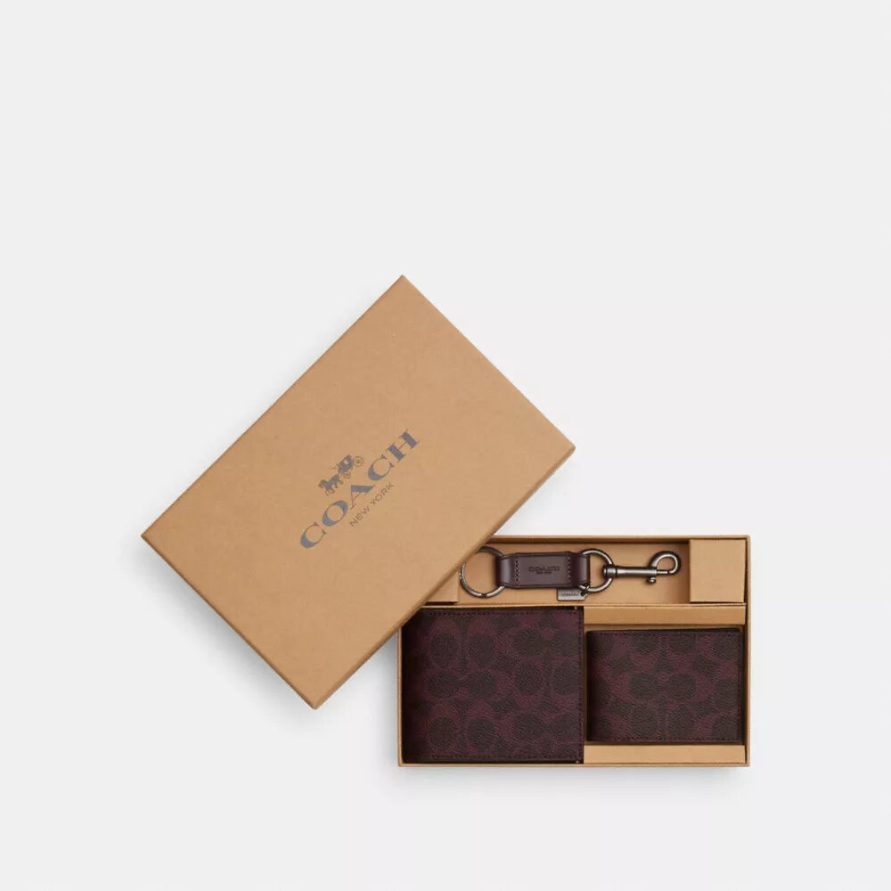 Coffret cadeau 3-en-1 avec portefeuille en Signature Canvas