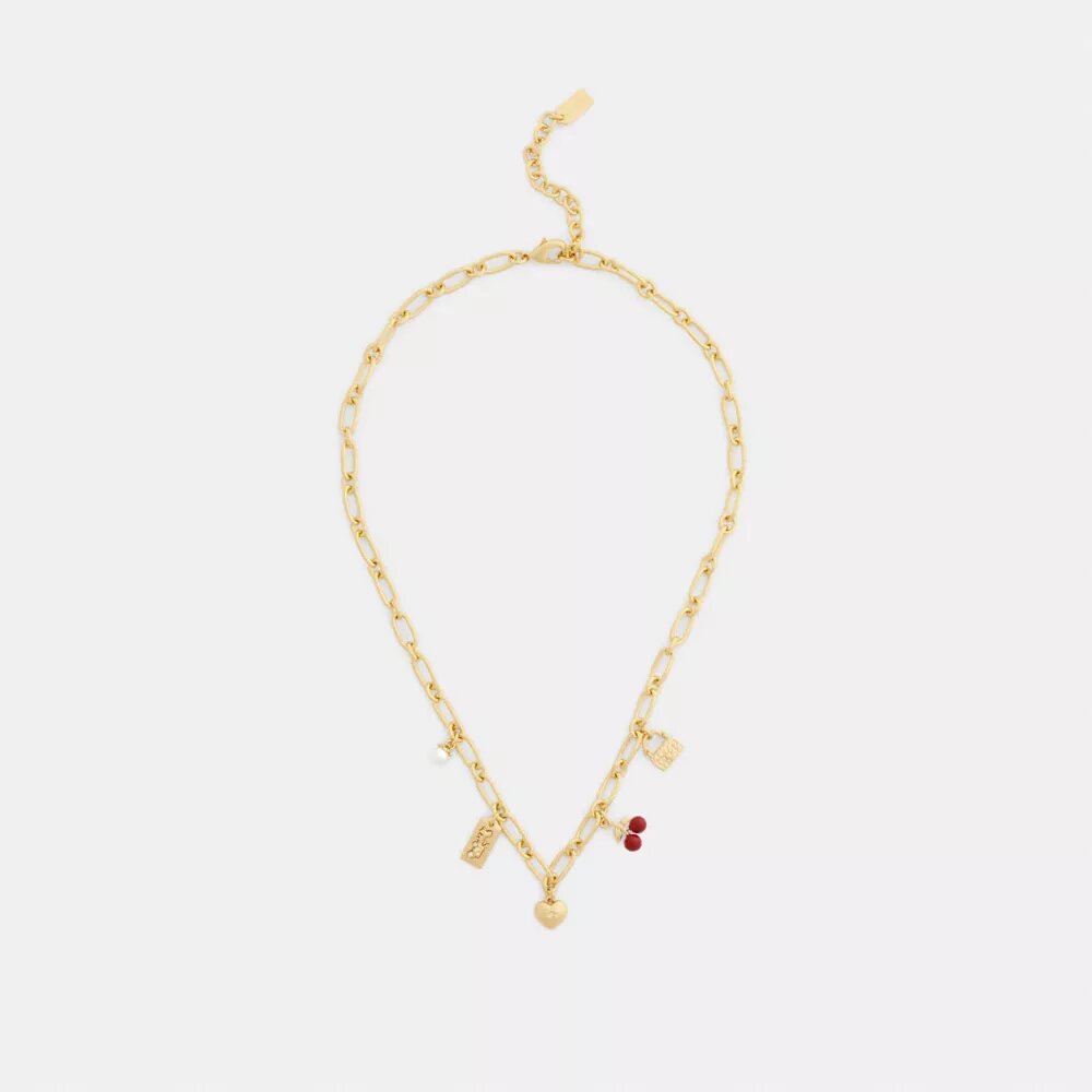 Collier avec Charms cerise et cœur