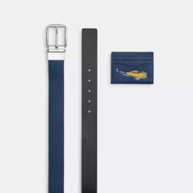Ensemble porte-cartes et ceinture dans un coffret, imprimé voiture