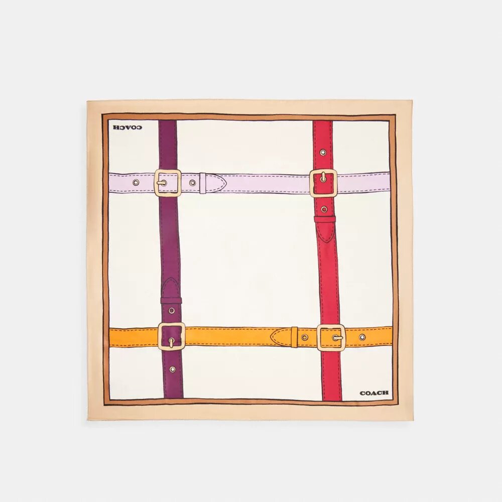 Foulard carré en soie à imprimé « ceinture en trompe-l'œil »