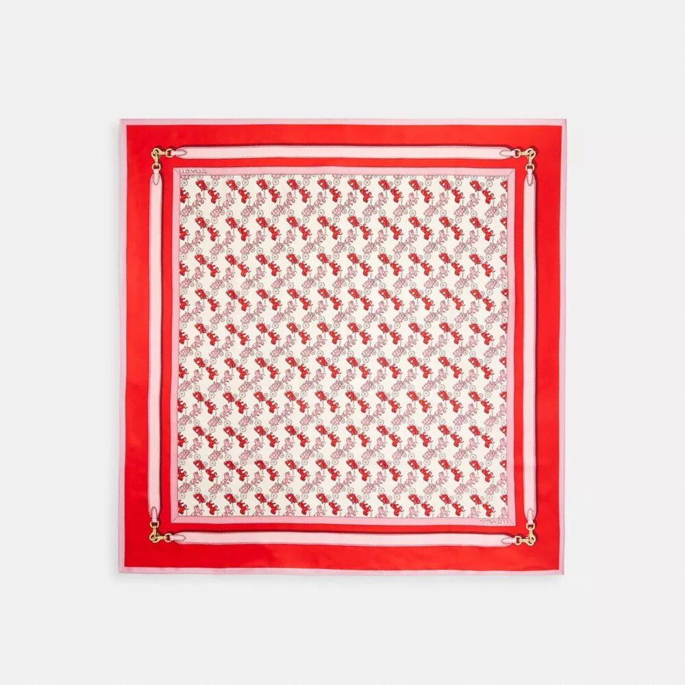Foulard carré en soie à imprimé « Horse and Carriage Strap »