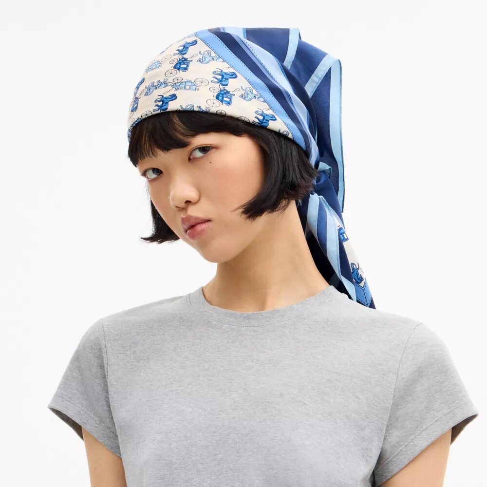 Foulard carré en soie à imprimé « Horse and Carriage Strap »