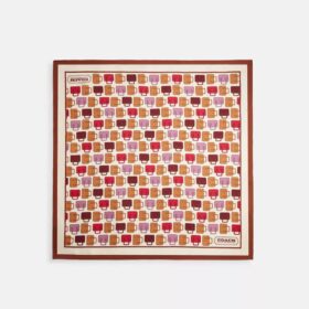 Foulard carré en soie à imprimé sac en trompe-l'œil
