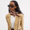 Foulard carré en soie à imprimé sac en trompe-l'œil