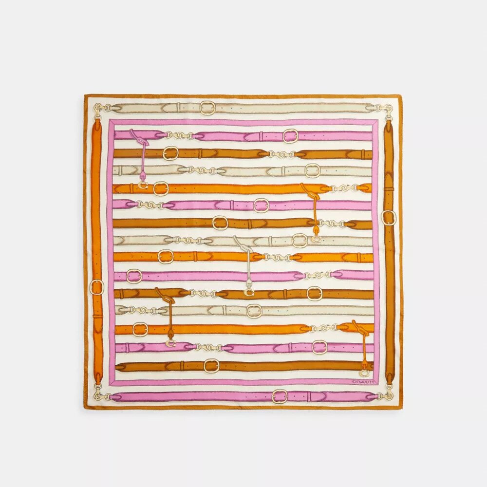 Foulard carré en soie à imprimé « sangles de sac »
