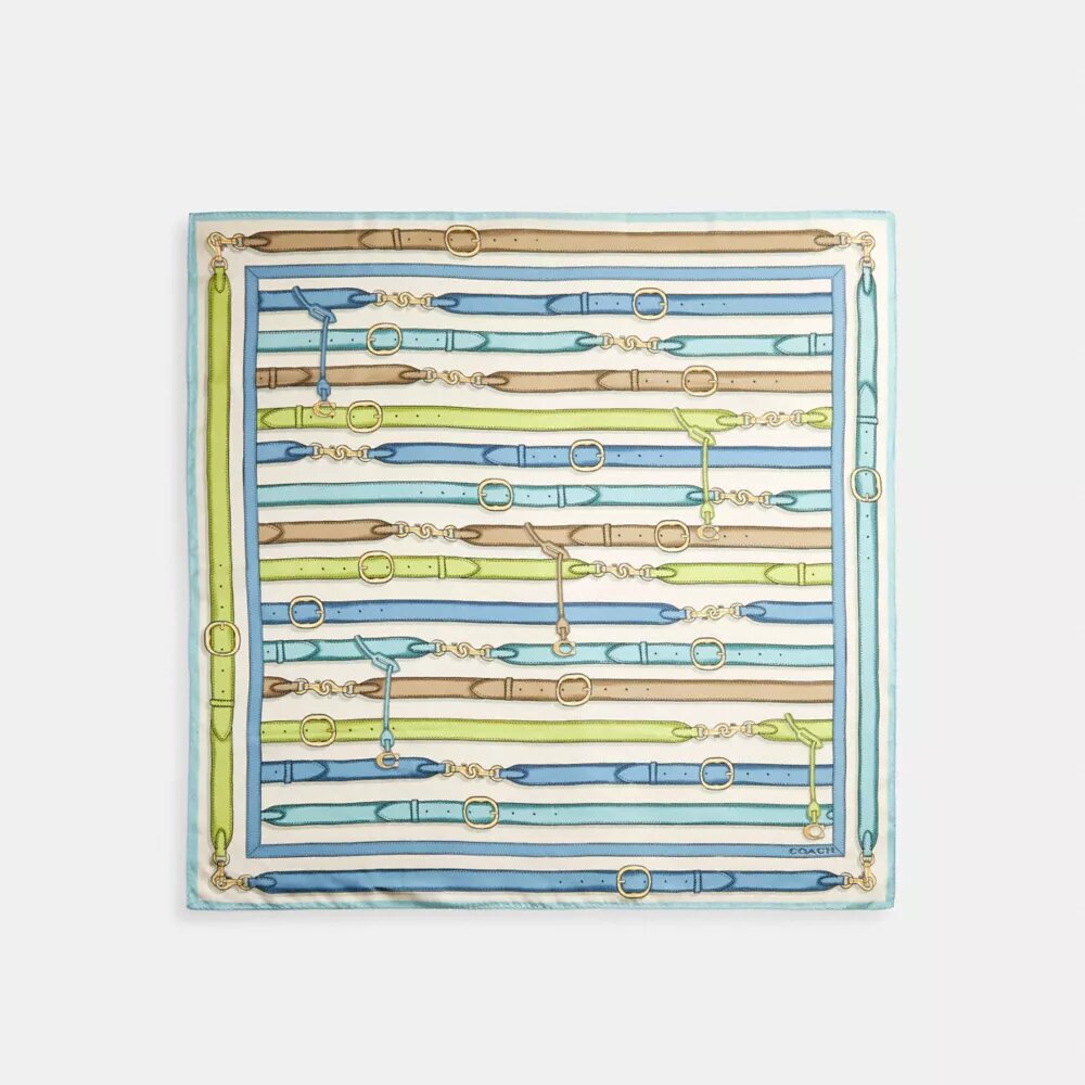 Foulard carré en soie à imprimé « sangles de sac »