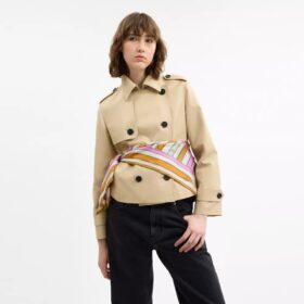 Foulard carré en soie à imprimé « sangles de sac »