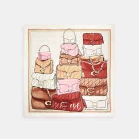 Foulard carré en soie à imprimé « Stacked Tabby Bags »
