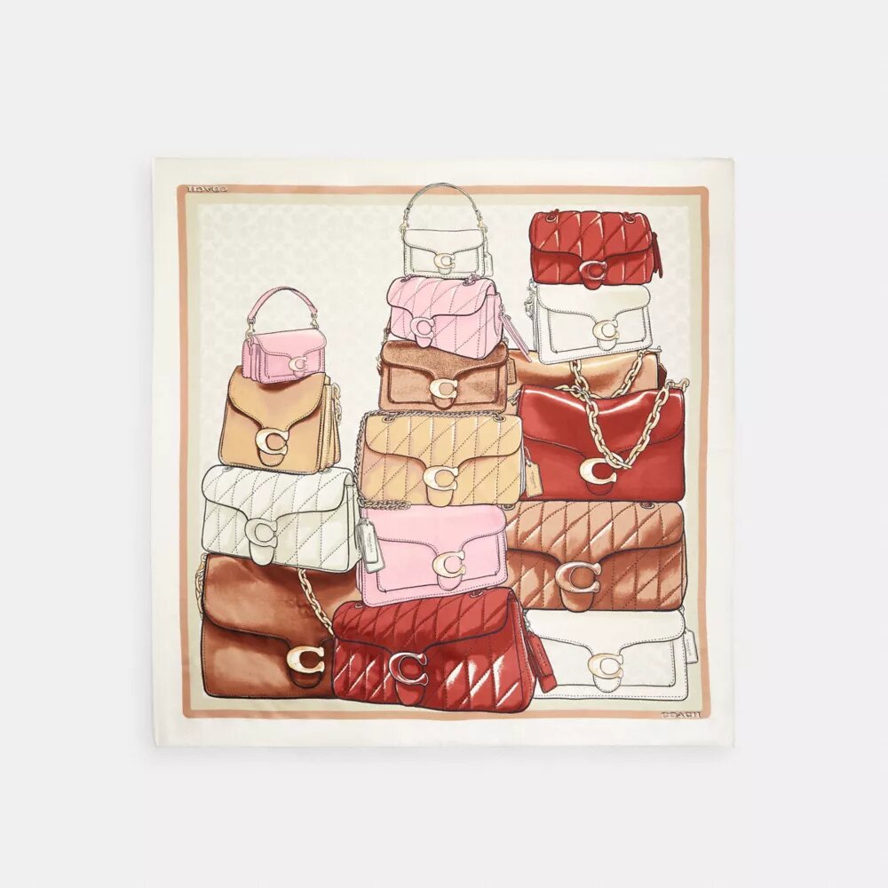 Foulard carré en soie à imprimé « Stacked Tabby Bags »