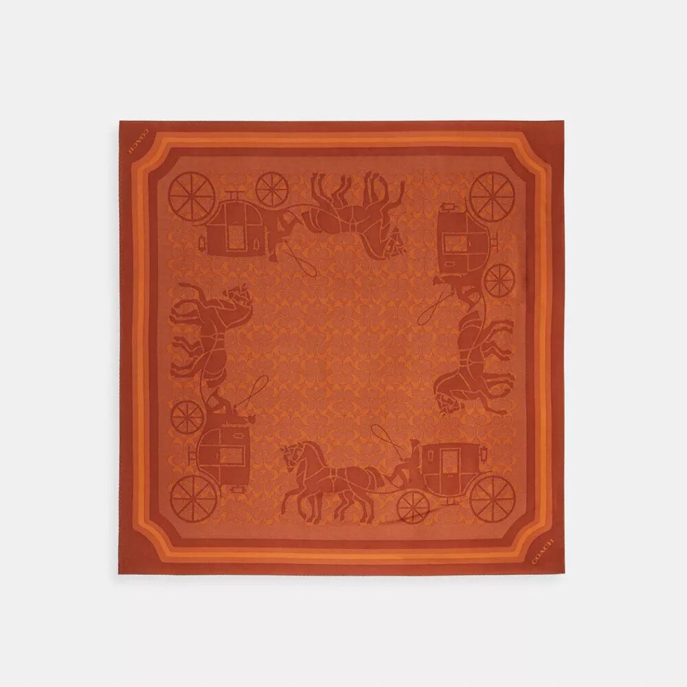 Foulard carré en soie à l’imprimé emblématique « Horse and Carriage »