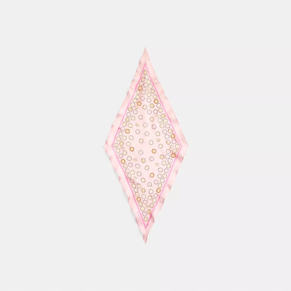 Foulard en soie en forme de losange à imprimé « Tea Rose » en cascade