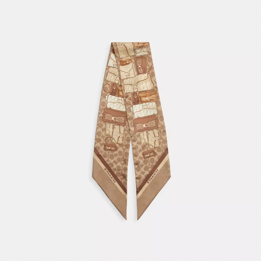 Foulard fin en soie à imprimé « Stacked Tabby Sacs »
