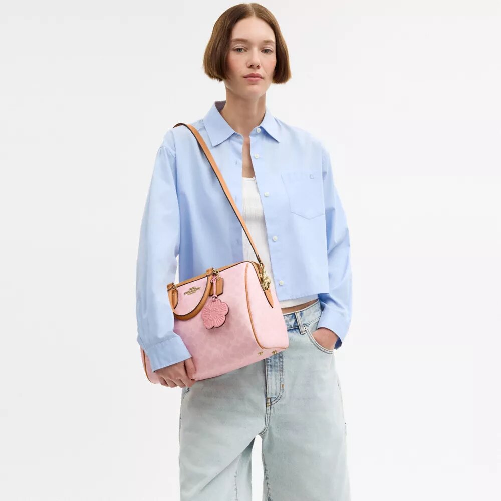 Grand sac satchel Rowan en Signature Canvas avec Charms