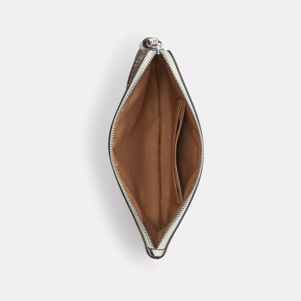 Grande pochette dragonne avec fermeture à glissière d'angle et imprimé journal