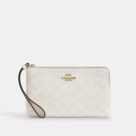 Grande pochette dragonne à fermeture éclair d'angle en Signature Canvas