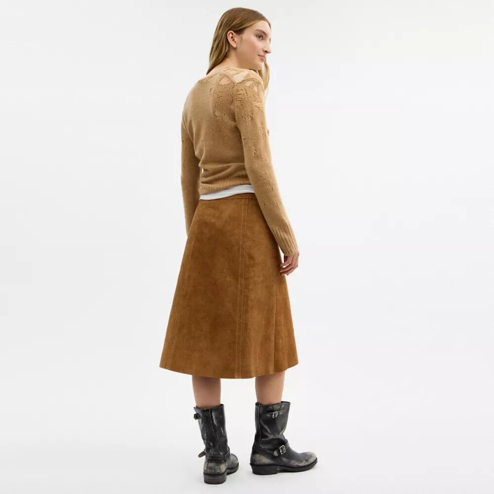 Jupe midi en daim Heritage