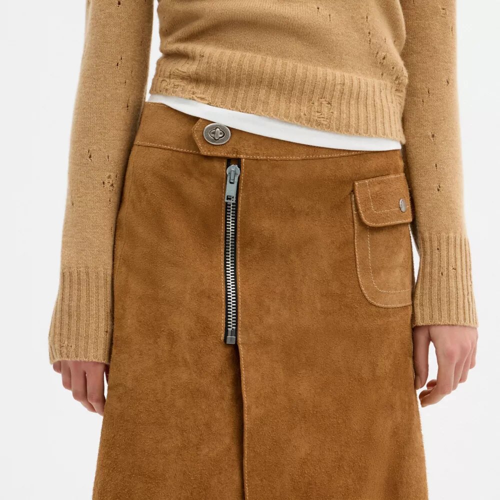 Jupe midi en daim Heritage