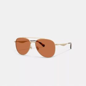 Lunettes de soleil aviateur en métal avec finitions dorées