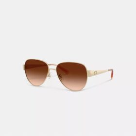 Lunettes de soleil aviateur en métal avec finitions dorées