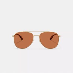 Lunettes de soleil aviateur en métal avec finitions dorées