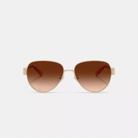 Lunettes de soleil aviateur en métal avec finitions dorées