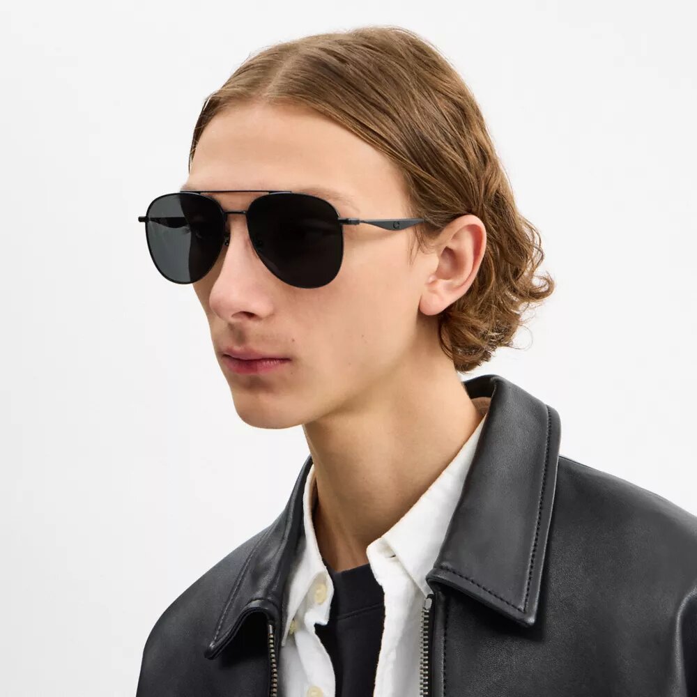 Lunettes de soleil aviateur en métal avec finitions dorées