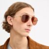 Lunettes de soleil aviateur en métal avec finitions dorées