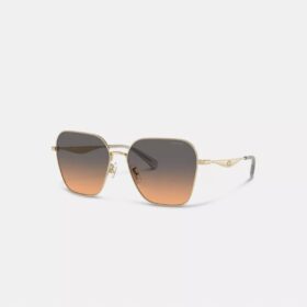 Lunettes de soleil carrées oversize en métal avec détails « C »