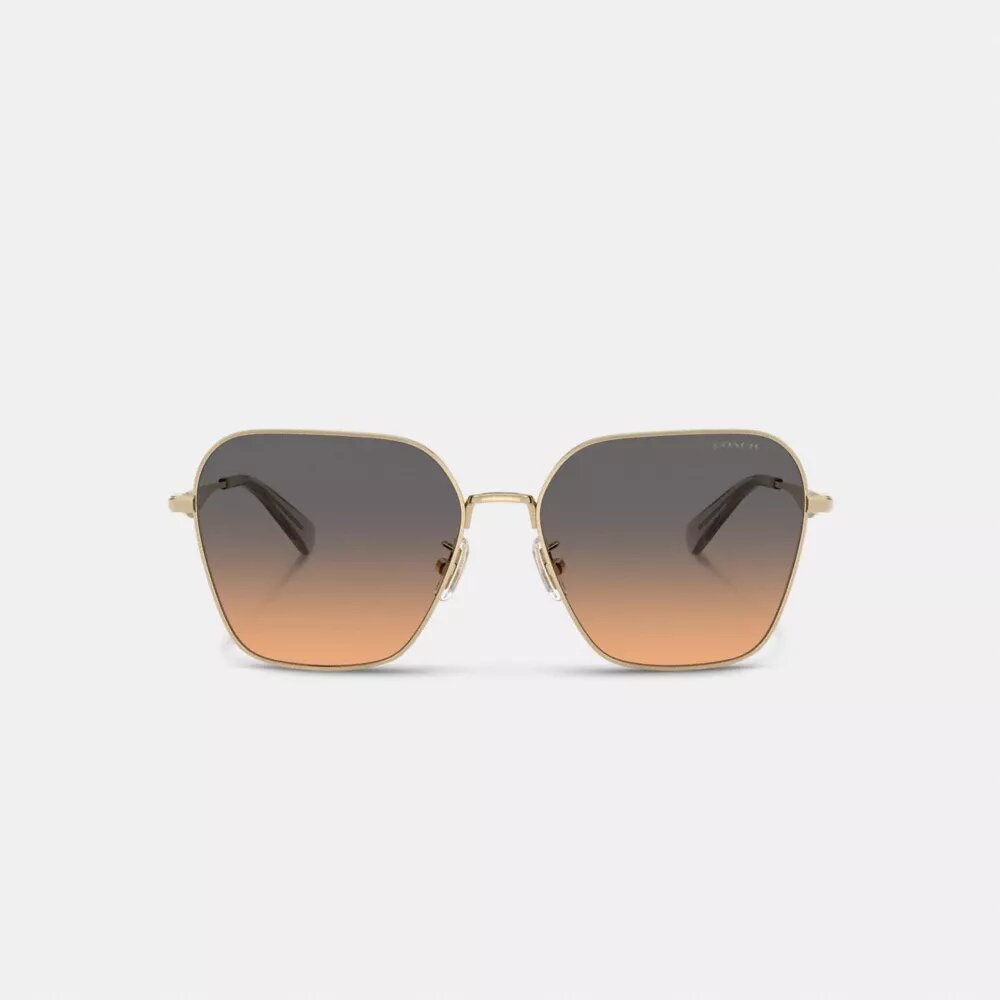 Lunettes de soleil carrées oversize en métal avec détails « C »